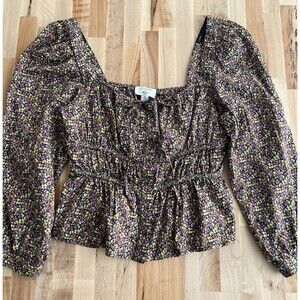 J.CREW x LIBERTY Puff Sleeve Corset Style Crop Top Blouse Cottage Floral 10